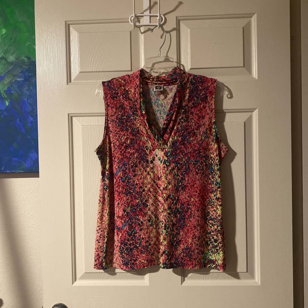 Anne Klein Women's Printed Triple Pleat Top
